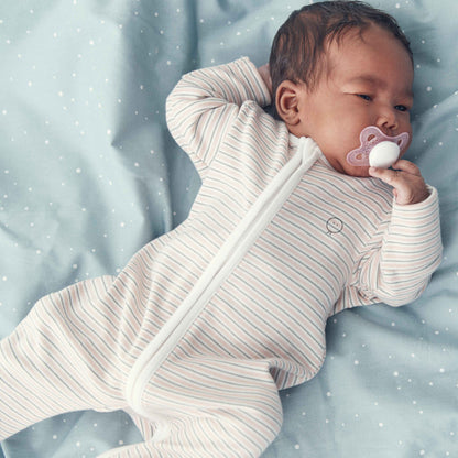 Blush & Khaki Zip-Up Sleepsuit 4 Pack