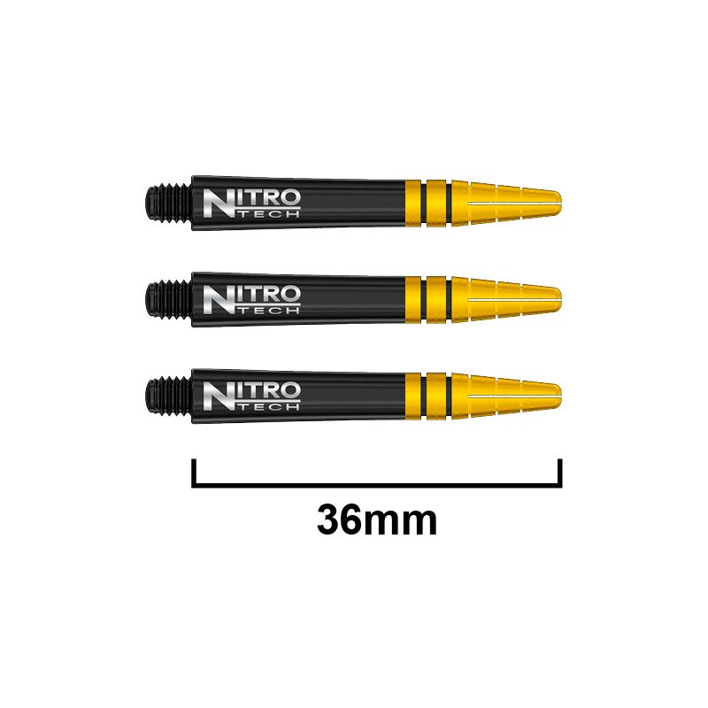 RED DRAGON - Nitrotech Composite Dart Shafts - 36mm Short Black & Gold