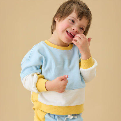 KIDLY by MORI Colourblock Sweatshirt - Blue & Yellow
