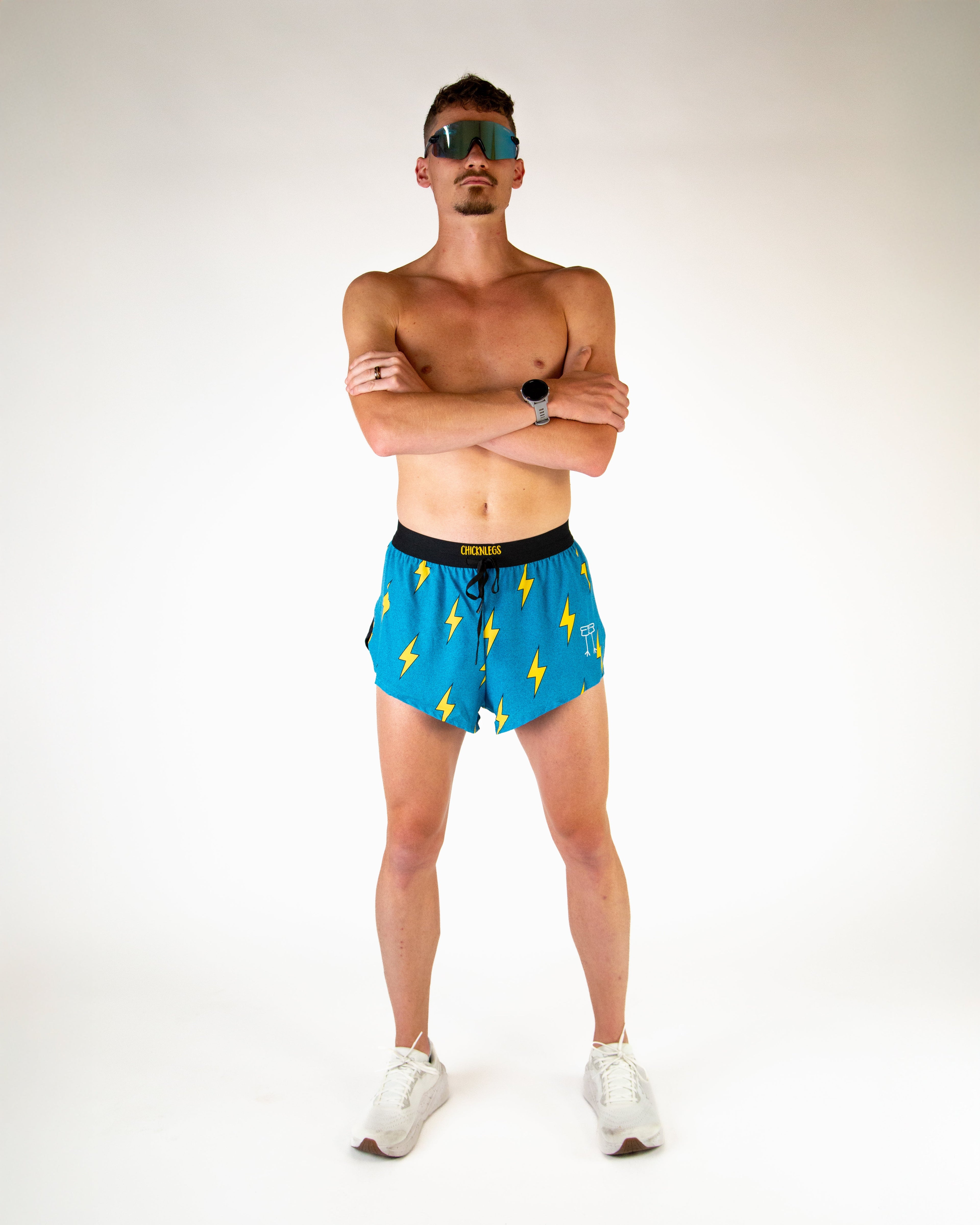 Men's Blue Bolts 2" DS Split Shorts