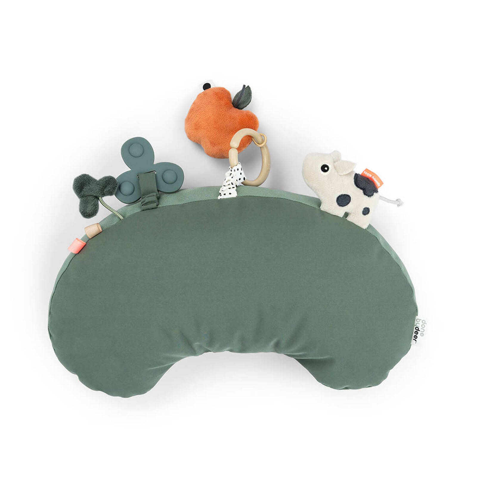 Done By Deer Tummy Time Activity Pillow - Tiny Farm Green