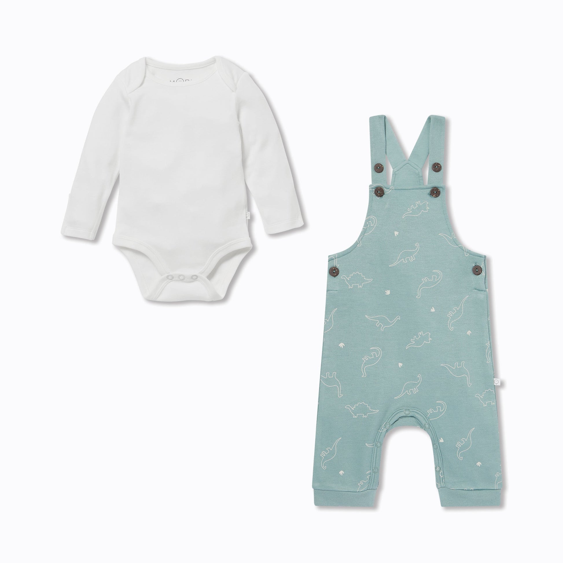 Dino Dungarees & Plain Bodysuit Outfit