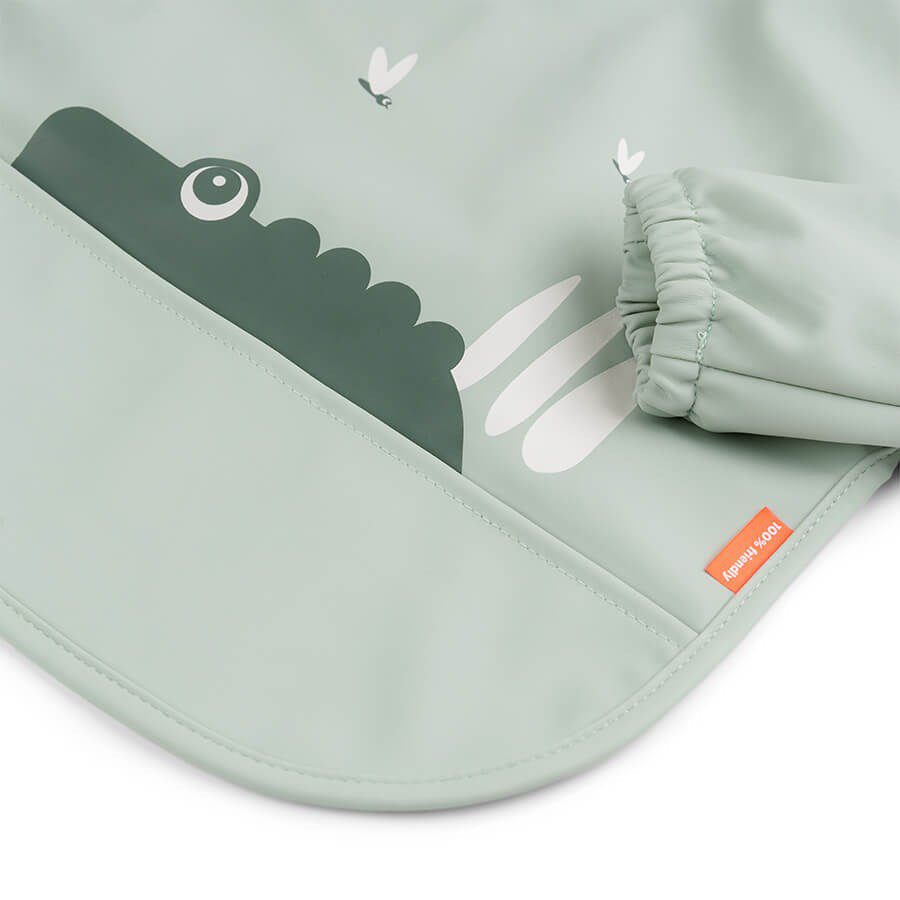 Done By Deer Sleeved Pocket Bib - Croco Green