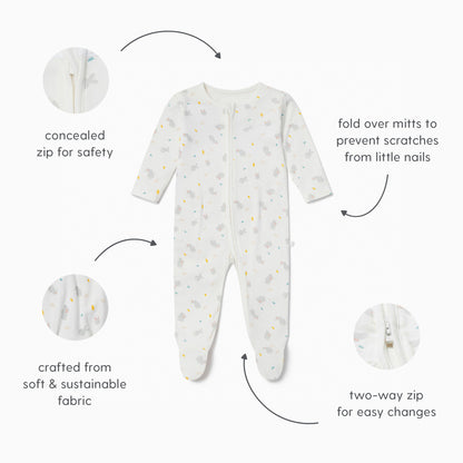 Bunny Printed Clever Zip Sleepsuit