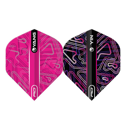 RED DRAGON - Pink and Black Yin Yang Dart Flights - Standard Shape