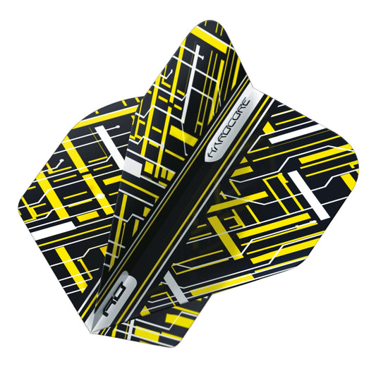 RED DRAGON - Astraeus Black and Yellow Hardcore Dart Flights - Standard Shape