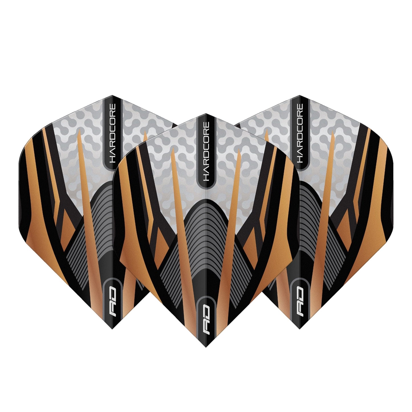 RED DRAGON - White and Copper Hardcore Premium Dart Flights - Standard Shape