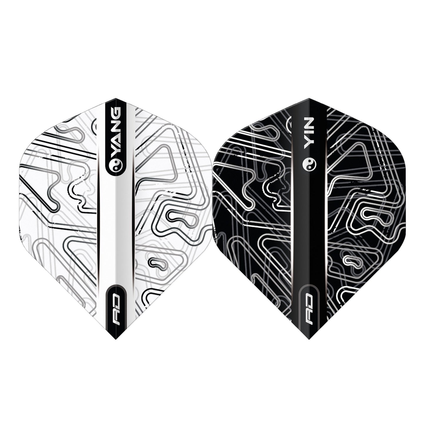 RED DRAGON - Black and White Yin Yang Dart Flights - Standard Shape