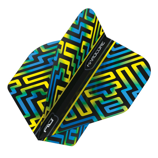 RED DRAGON - Blue and Yellow Hardcore Dart Flights - Standard Shape