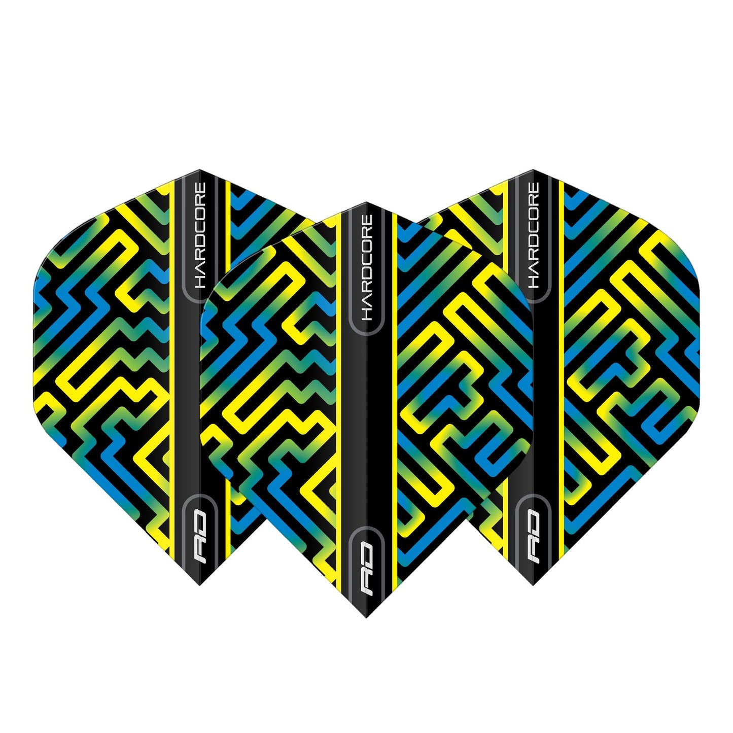 RED DRAGON - Blue and Yellow Hardcore Dart Flights - Standard Shape