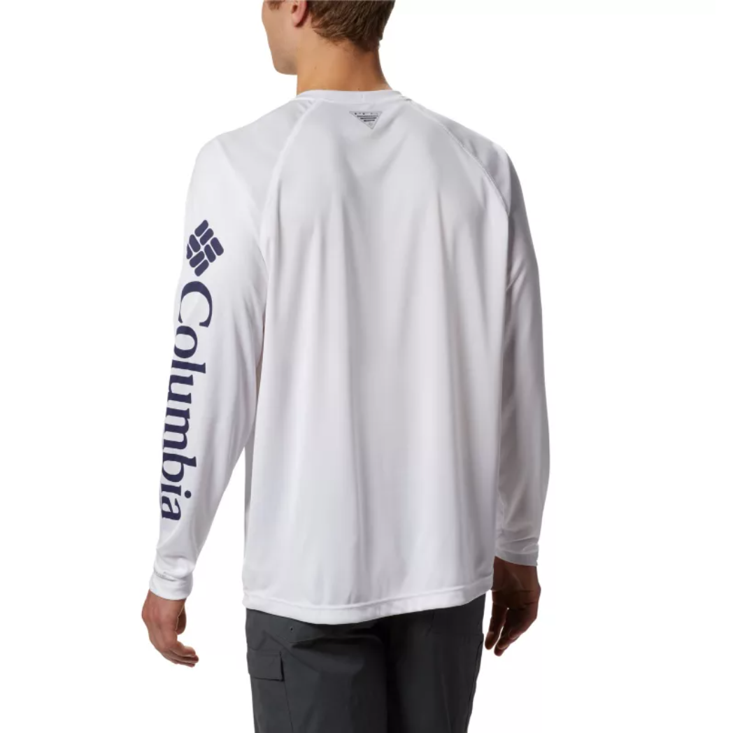 COLUMBIA - PFG TERMINAL TACKLE LONG SLEEVE SHIRT | WHITE/NIGHT SHADE LOGO