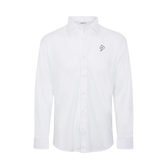 Greenwich Sound Polo Quattro Flex Dress Shirt with Semi-Spread Collar White