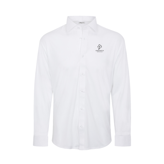 Greenwich Sound Polo Quattro Flex Dress Shirt with Semi-Spread Collar White