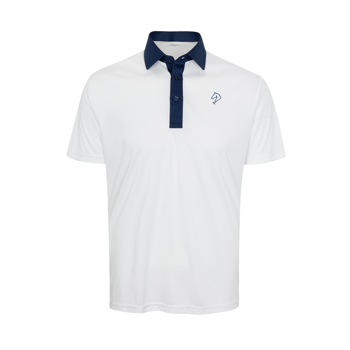 Greenwich Sound Polo Semi-Spread Collar Polo Austin White with Navy Accent