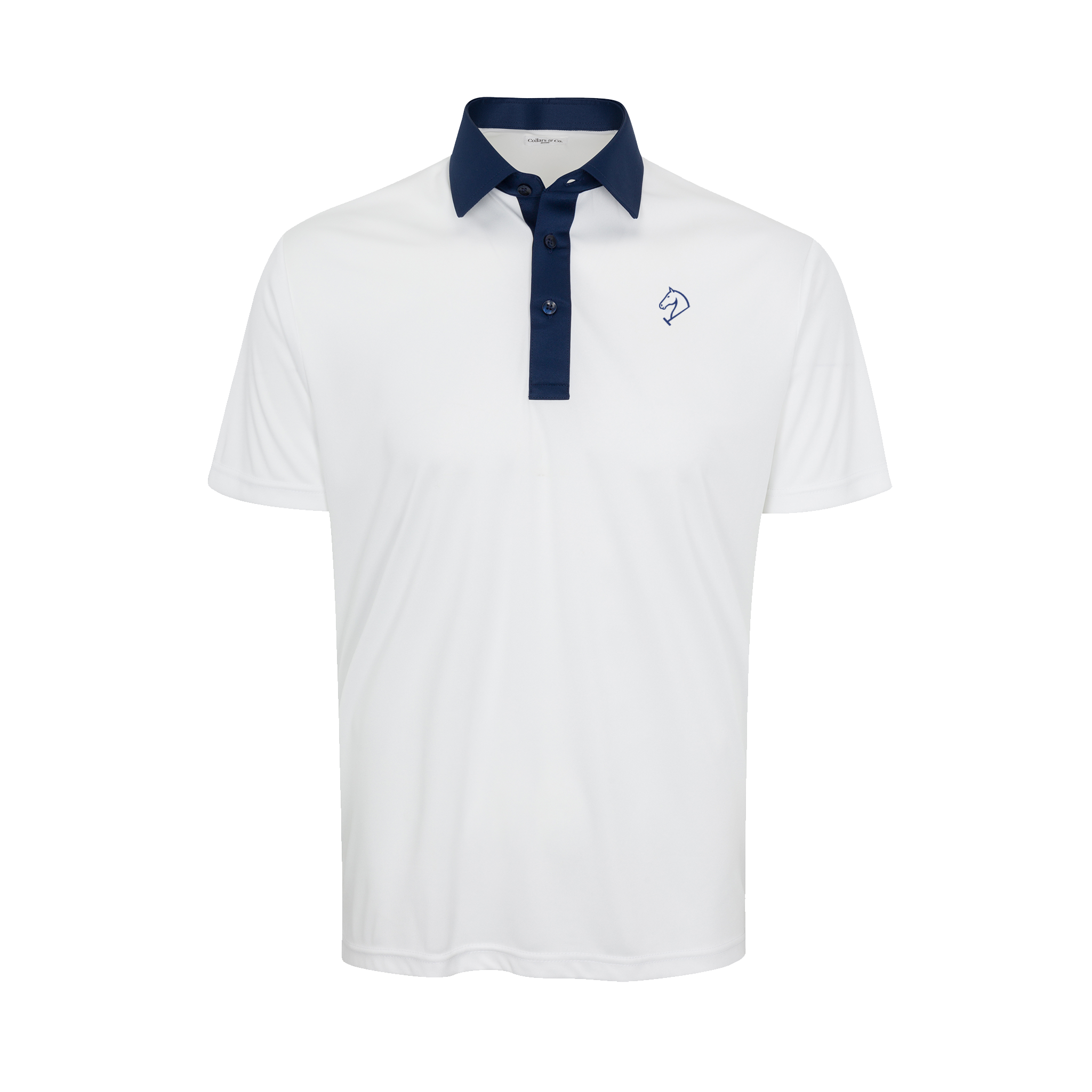 Greenwich Sound Polo Semi-Spread Collar Polo Austin White with Navy Accent