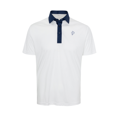 Greenwich Sound Polo Semi-Spread Collar Polo Austin White with Navy Accent