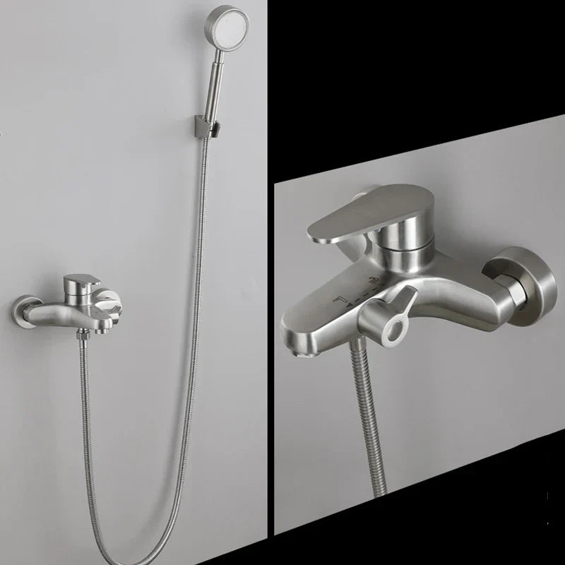 Bathroom Shower Faucet Stainless Steel Triple Bathtub Faucet Mixers Hot Cold Mixer Valve Nozzle Tap Wall Mounted Home Shower Set