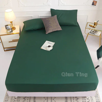 1 piece of solid color bed sheet for bedroom 100%Polyeste Elastic Band Around bedding Fitted Sheet Only (excluding pillowcases)