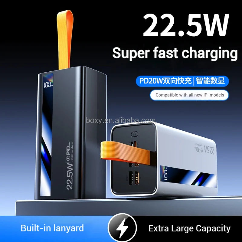 40000mAh Portable PowerBank with LED Digital Display 4USB Type-C Output USB C PD 22.5W Fast Charging Big Capacity Power Station