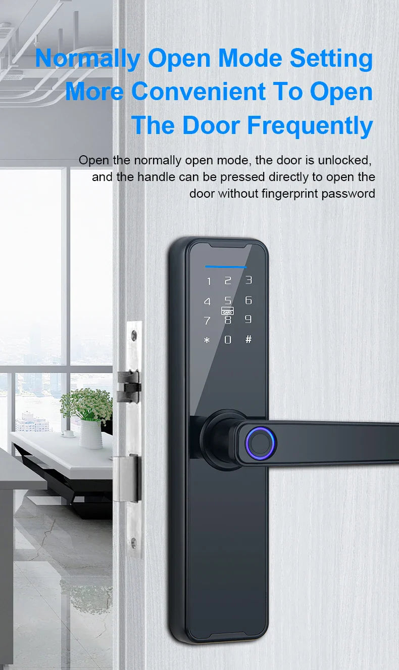 Best Price  Outdoor Password Code Card Key Wifi  Smart Door Lock Fingerprint Tempered Glass Door Lock