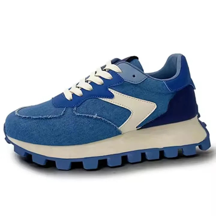 Breathable Lace-up Height Increasing Breathable PU Running Shoes Casual Sneaker for Women Wholesales 341