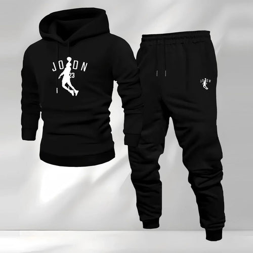 2025 Autumn/Winter Men's Sporty Hoodie Warm Casual Set Customizable Logo Printed Hip Hop Style Knitted Weaving for Sports Brand