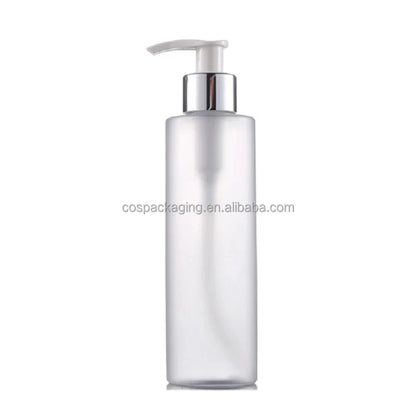 Clear Frost PET Plastic Bottle 100ML150ML 200ML Empty Cosmetic Shampoo Lotion Shower Gel Packaging Gold Pump Refillable Bottles
