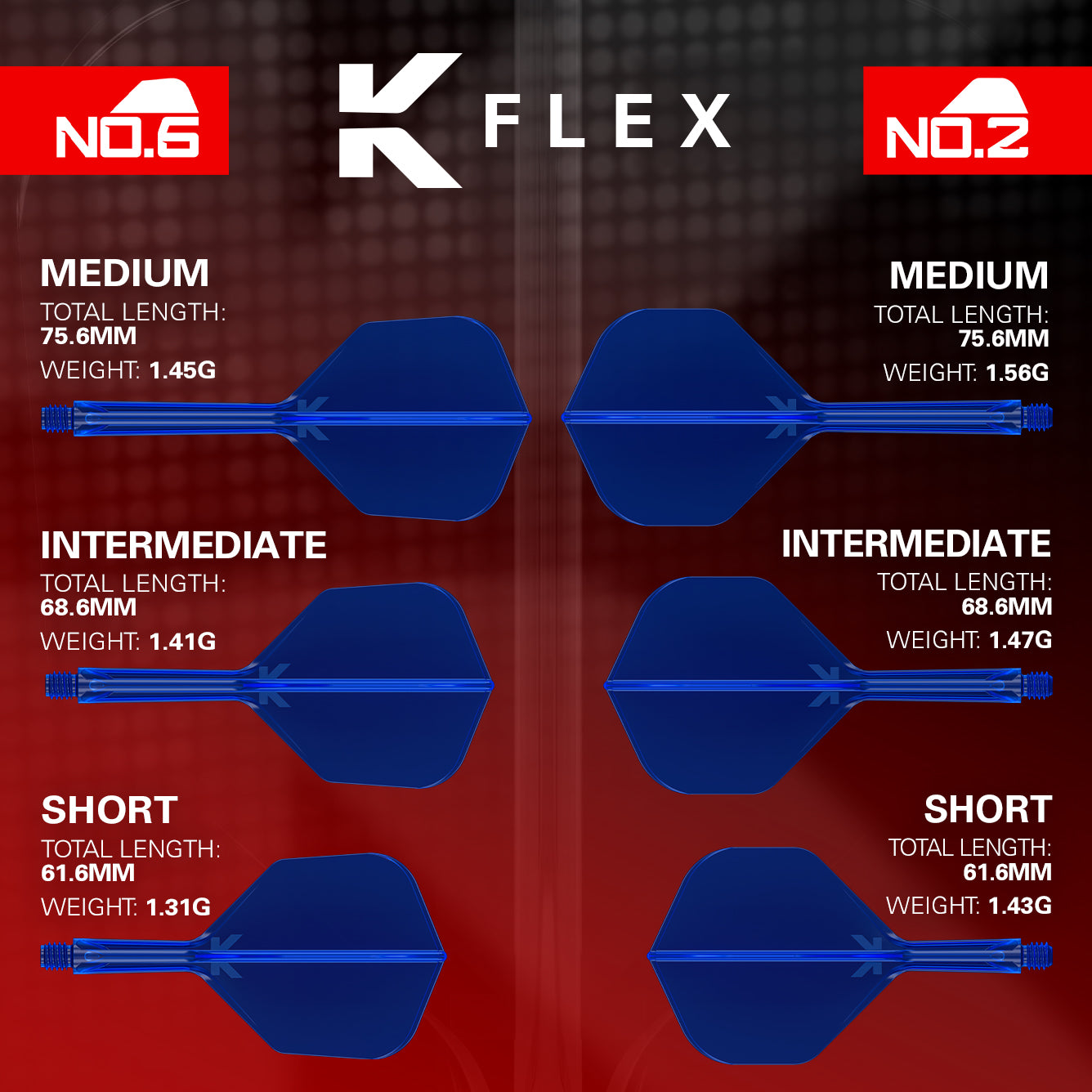 TARGET - K-FLEX All-In-One Moulded Flights NO2 Size - BLUE