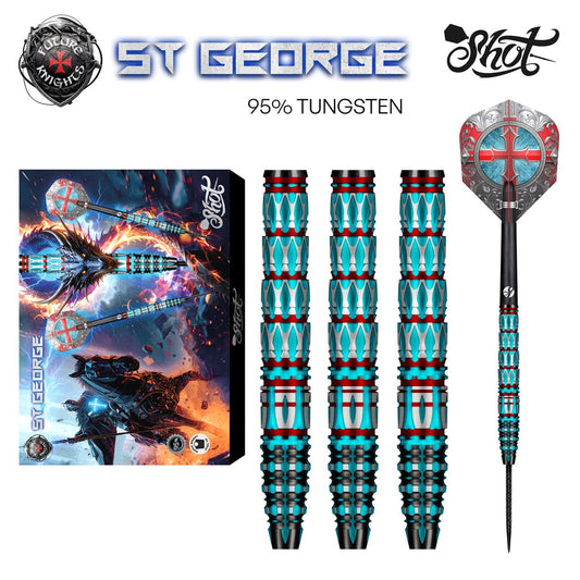 SHOT - 25g - Future Knights St George - 95% Tungsten - Steel Tip Darts Set