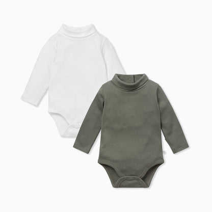 Khaki Cloud Roll Neck Bodysuit 2 Pack