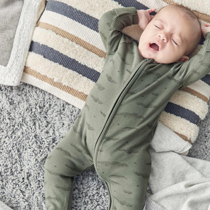Blush & Khaki Zip-Up Sleepsuit 4 Pack