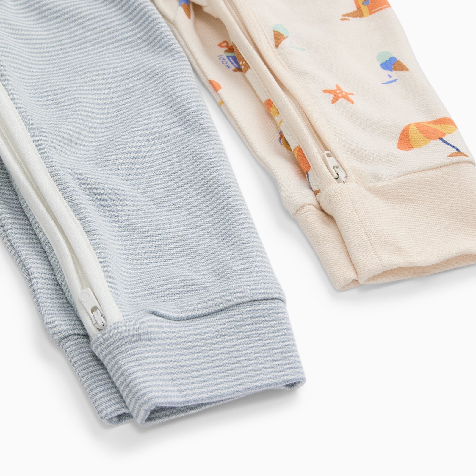 Beach Day & Blue Stripe Clever Zip Sleepsuit 2 Pack