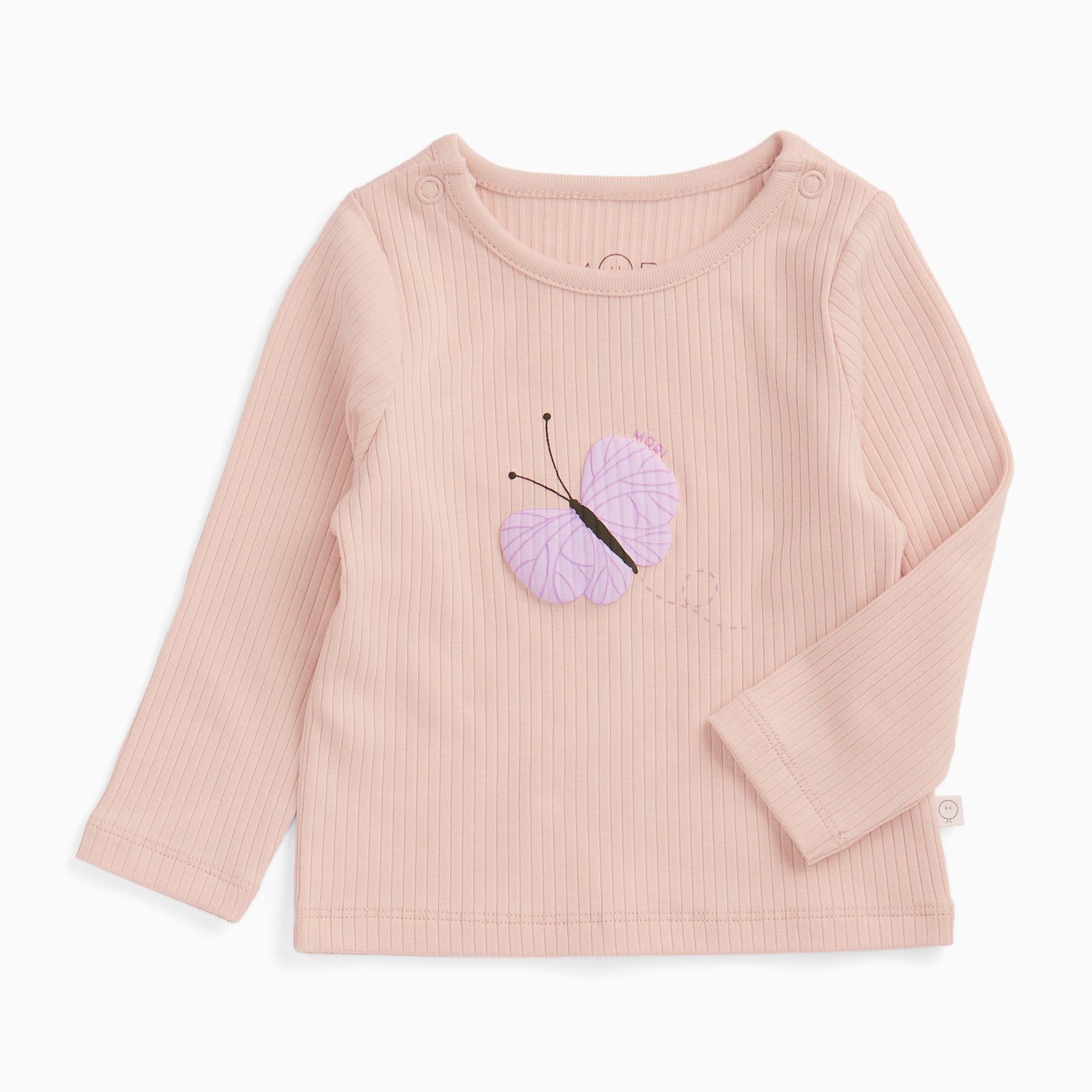 Butterfly Ribbed Long Sleeve Top