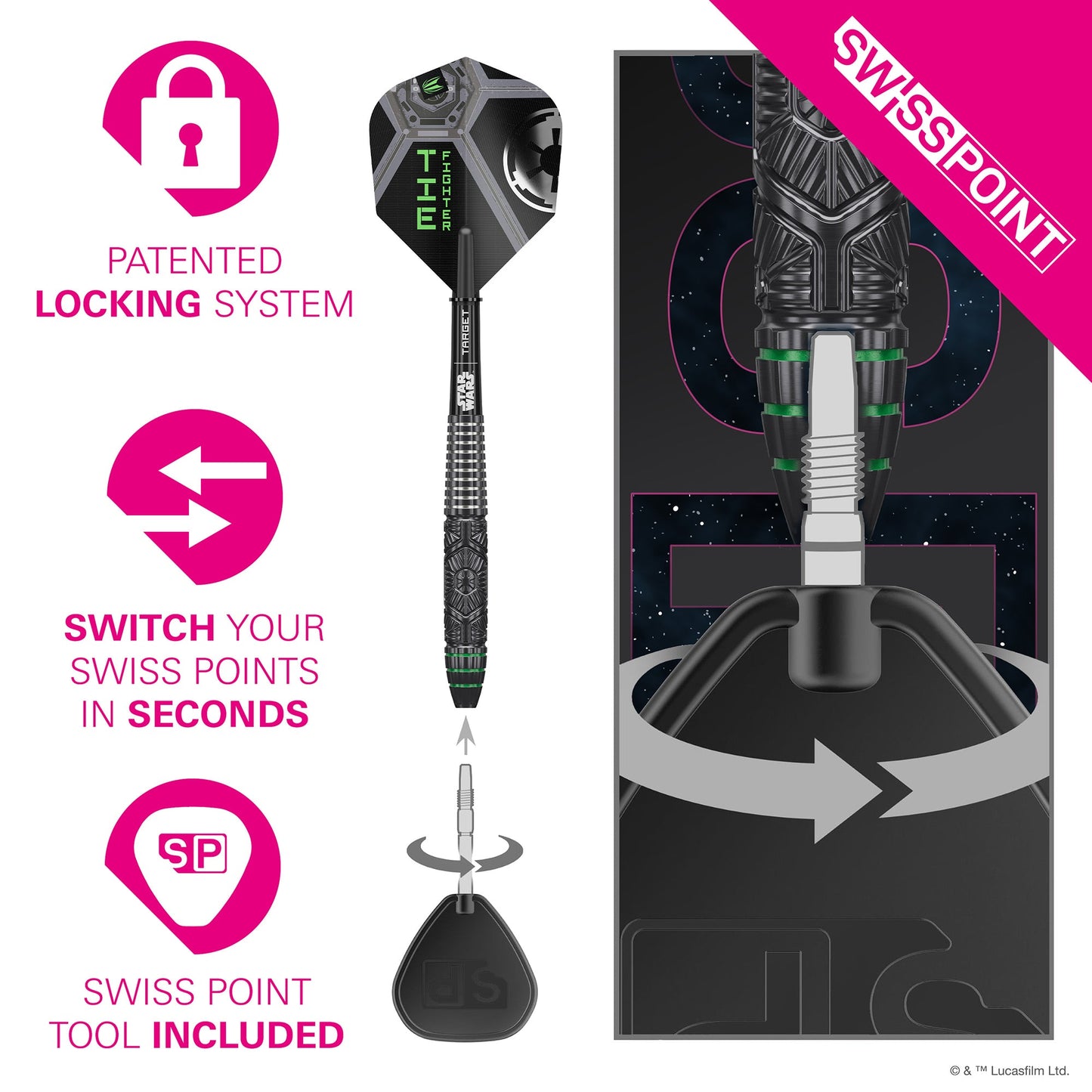 TARGET x STAR WARS - 24g - Tie Fighter - Steel Tip Swiss Point - 90% Tungsten Darts