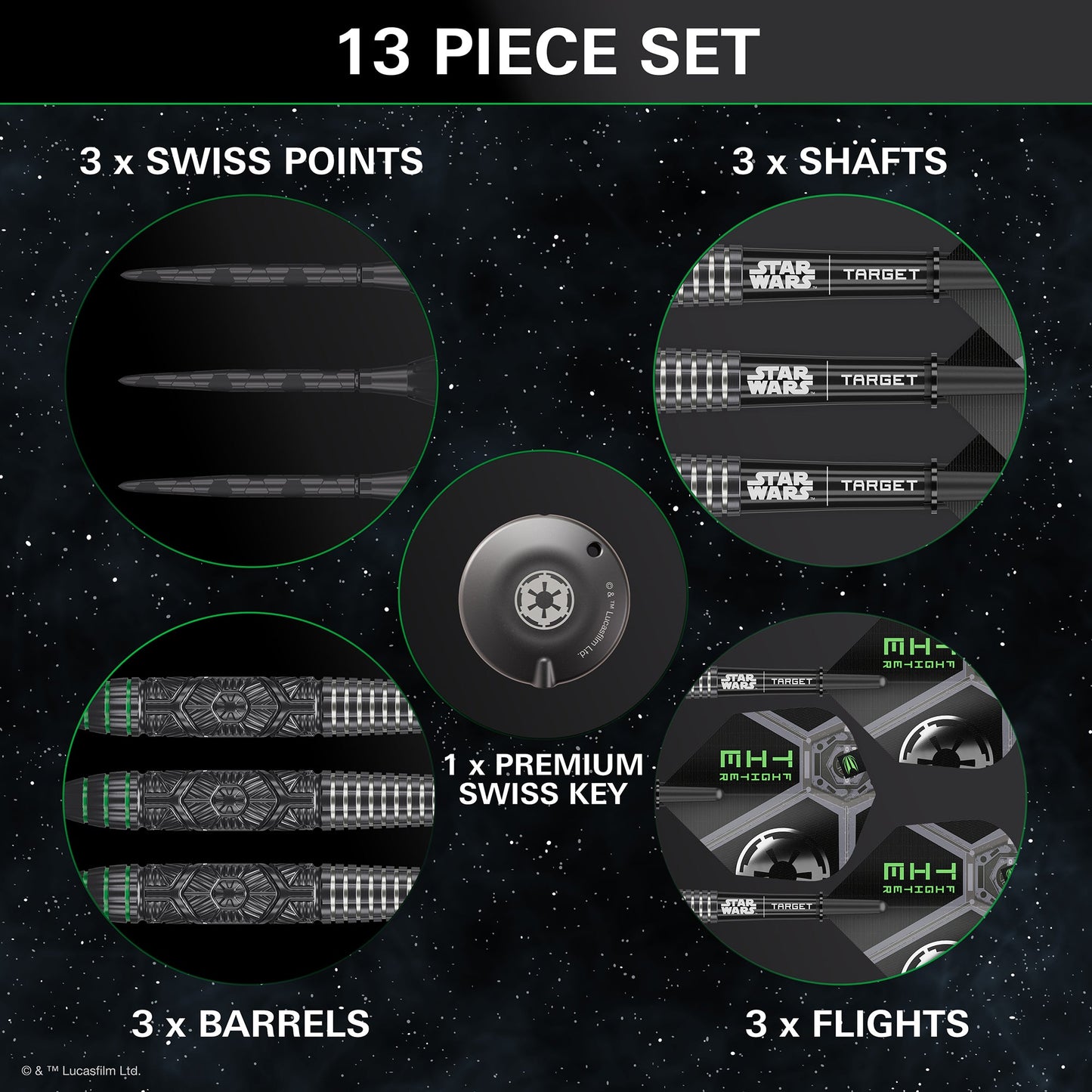 TARGET x STAR WARS - 24g - Tie Fighter - Steel Tip Swiss Point - 90% Tungsten Darts