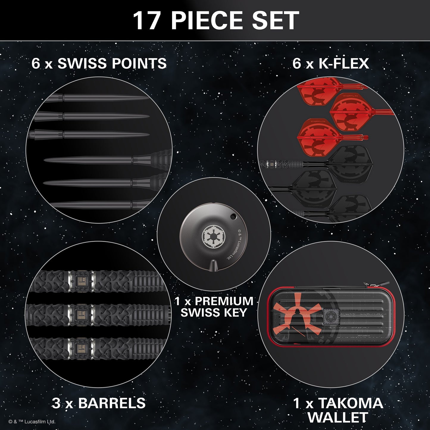 TARGET x STAR WARS - 26g - Darth Vader - Steel Tip Swiss Point - 95% Tungsten Darts