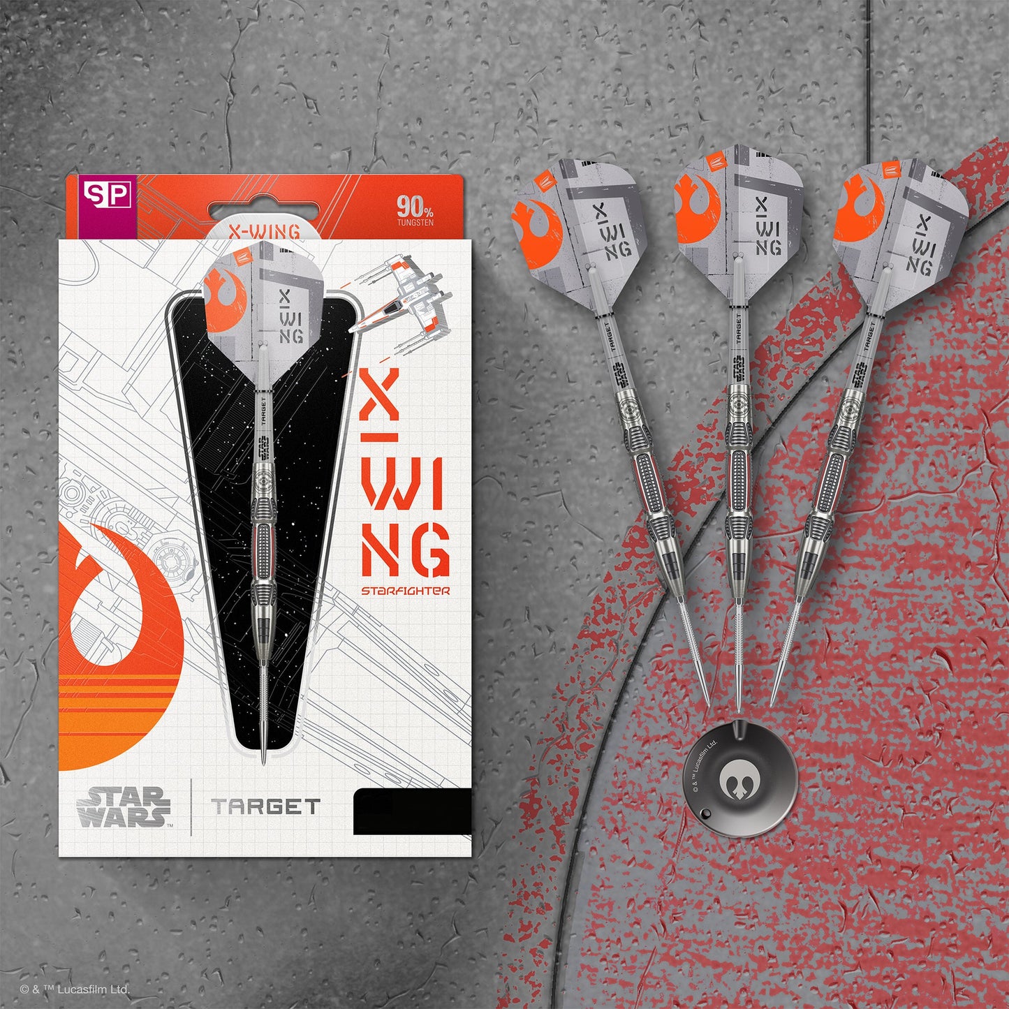 TARGET x STAR WARS - 22g - X WING - Steel Tip Swiss Point - 90% Tungsten Darts