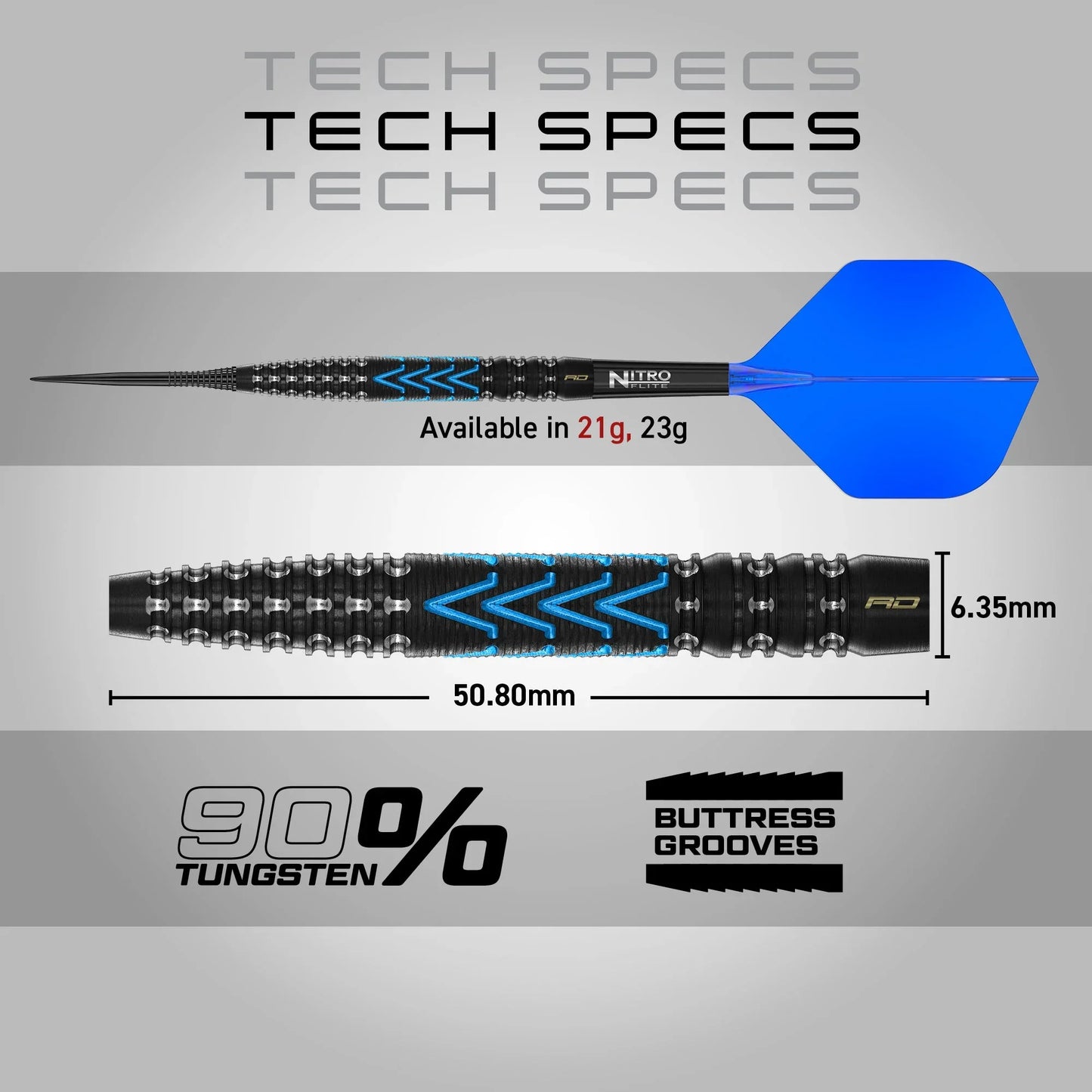 RED DRAGON - 21g AMP TAPERED Darts - 90% Tungsten