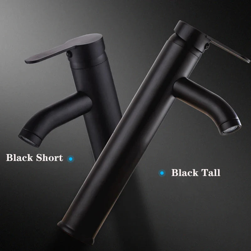 Black Basin Faucet Stainless Steel Paint Faucet Bathroom Single Handle Basin Faucets Blacked Single Hole Hot Cold Mixer Tap