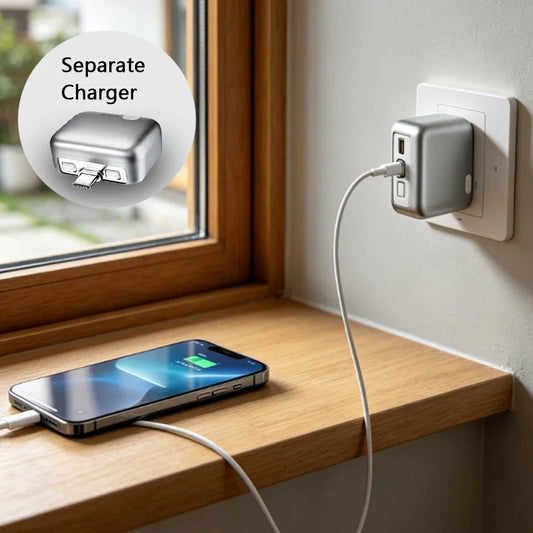 1pcs  Charging Power Bank with Detachable Wall Plug, Portable Charger with Built-in Charging Cable,Smart Auto Disconnect Tech