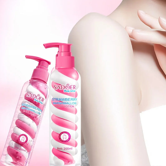1 Bottle of 200ml Strawberry Marshmallow Body Lotion, Suitable for All Light Beige Skin Tones, Deep Moisturizing Formula, Non-Greasy Moisturizer with a Frankincense Scent, Ideal as a Holiday Gift, Suitable for Both Men and Wo