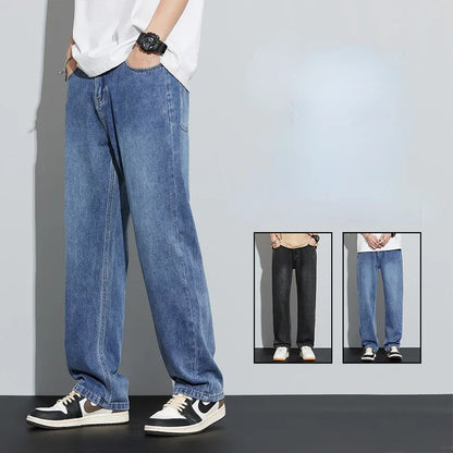 2024 New Jeans Men 100% Cotton Autumn Winter Loose Straight Wide Leg Trousers  Fashion Brand Cargo Casual Pants for Men