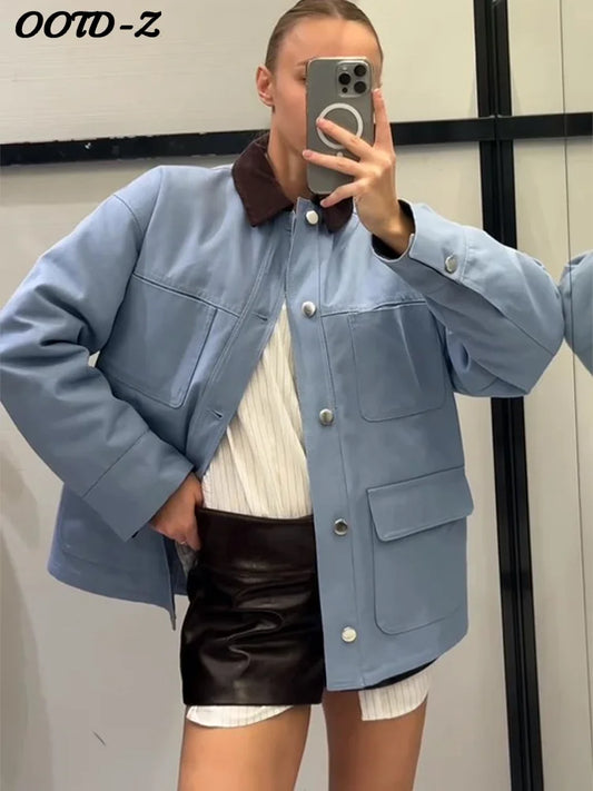 Causal Pockets Jacket Women Urban Loose Lapel Single Breasted Full Sleeve Coat Female 2026 All-match Spring Summer Lady Outwear