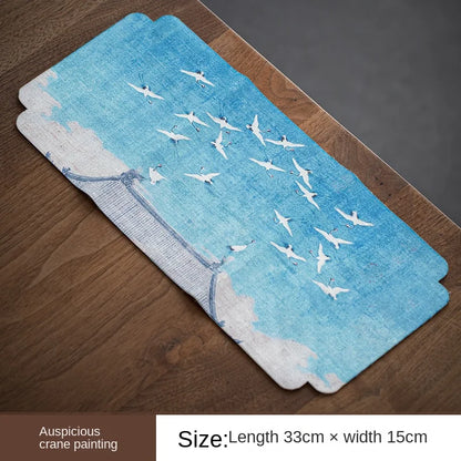 Deerskin Velvet Ancient Painting Tea Towel Strong Absorbent Retro Style Double-Sided Towel Chinese Tea Ceremony Tea Napkin