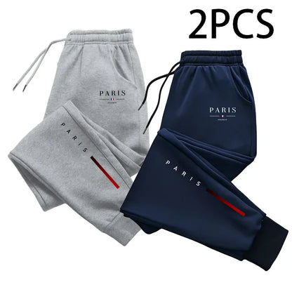2 in 1 Sweatpants for Man Fall Winter Daily Casual Sporty Jogger Pants Paris Fashion Print Trousers Home Outdoor Comfort Bottoms