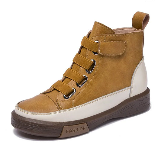 DIMANYU Ladies Shoes Sneakers Flat Fur Women Boots Winter Genuine Leather 2026 Retro Spring Ankle Boots For Women