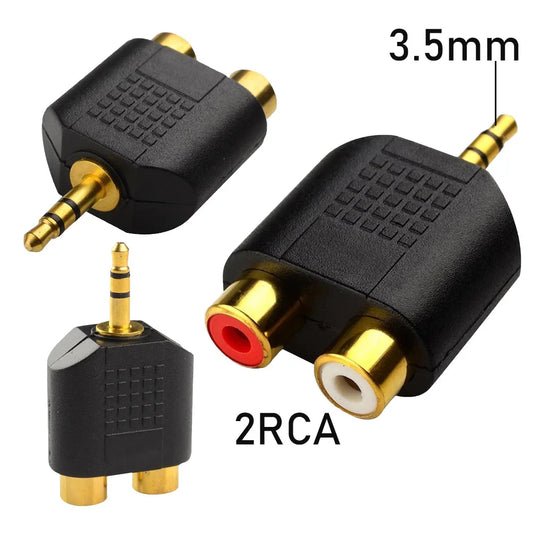 3.5mm to 2-RCA Adapter Gold Plated Stereo to Male Female Audio Splitter Cable for TV Speaker Home Theater Sound System,connector