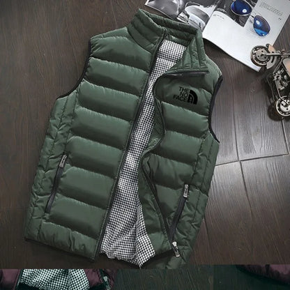 Autumn and winter zippered sleeveless jacket, warm vest coat, fashionable and versatile men's golf clothing