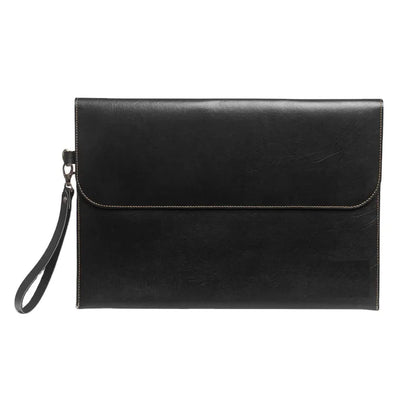 Custom Slim Genuine Leather Laptop Sleeve Button Closure Laptop Cover Notebook Holder Office Travel Document File Bag