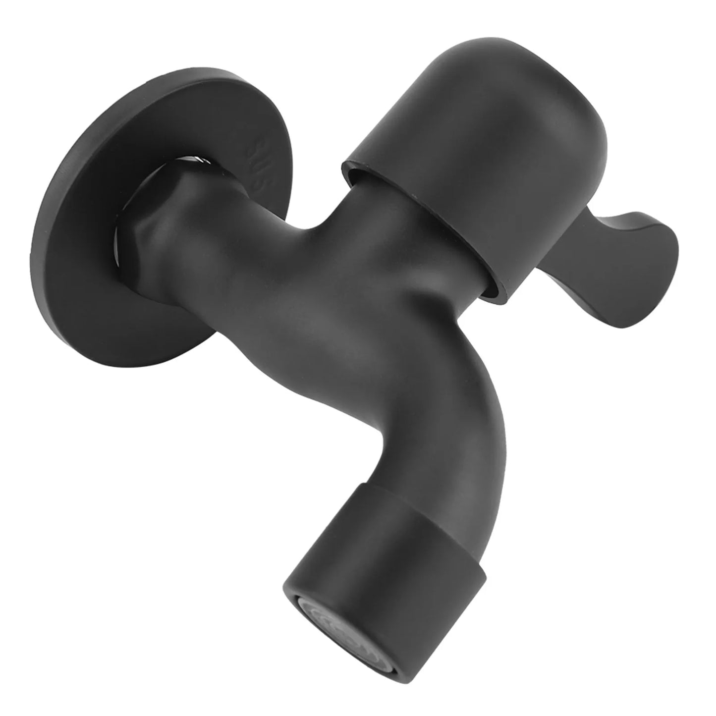 304 Stainless Steel Black Wall Mount Tap Garden Water Faucet for Bathroom(Washing Machine)